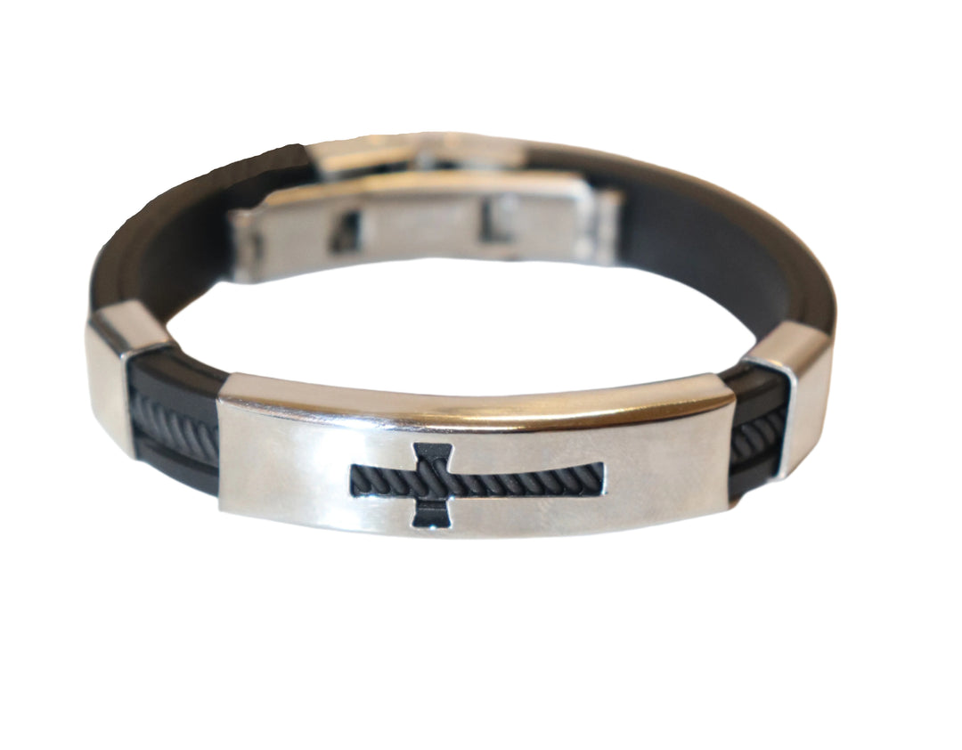 Kid's Black Silicone Cross Bracelet