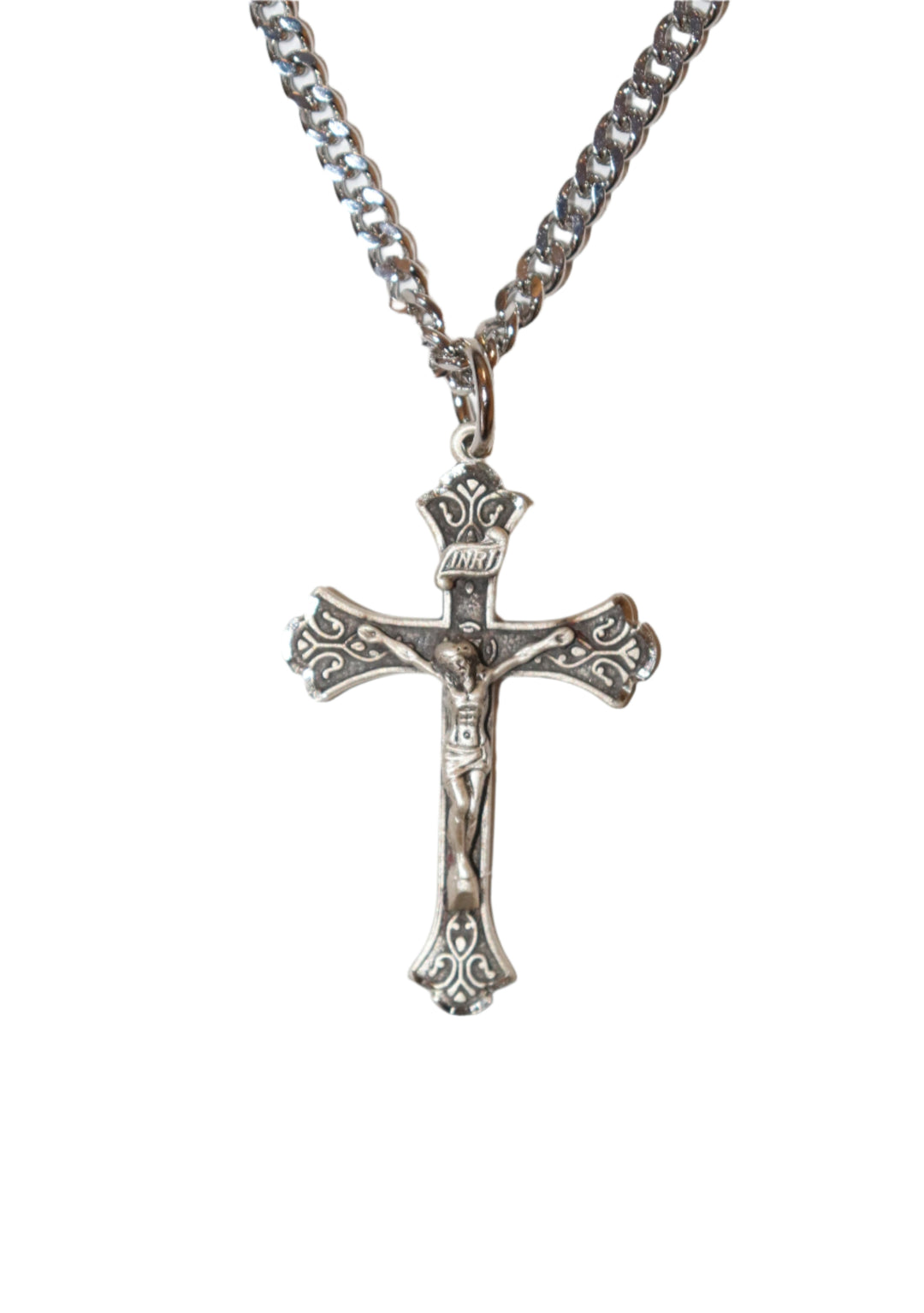 Sterling Silver 1.25" Budded Crucifix Necklace