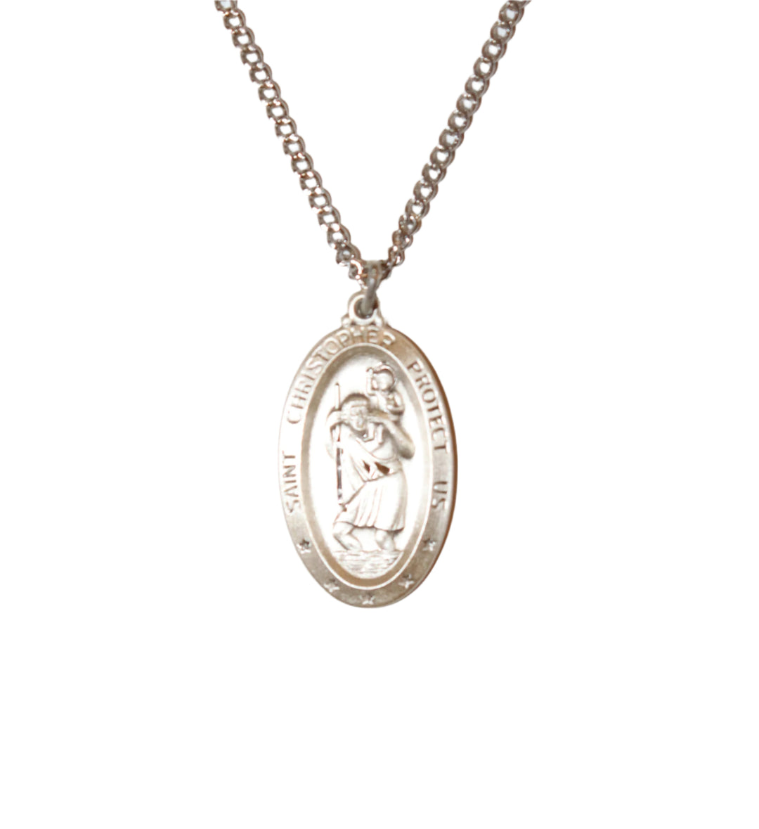 Sterling Silver Oval St. Christopher Necklace