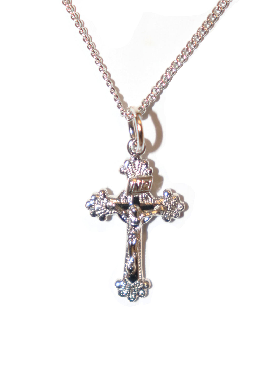 Sterling Silver .63" Budded Crucifix Necklace
