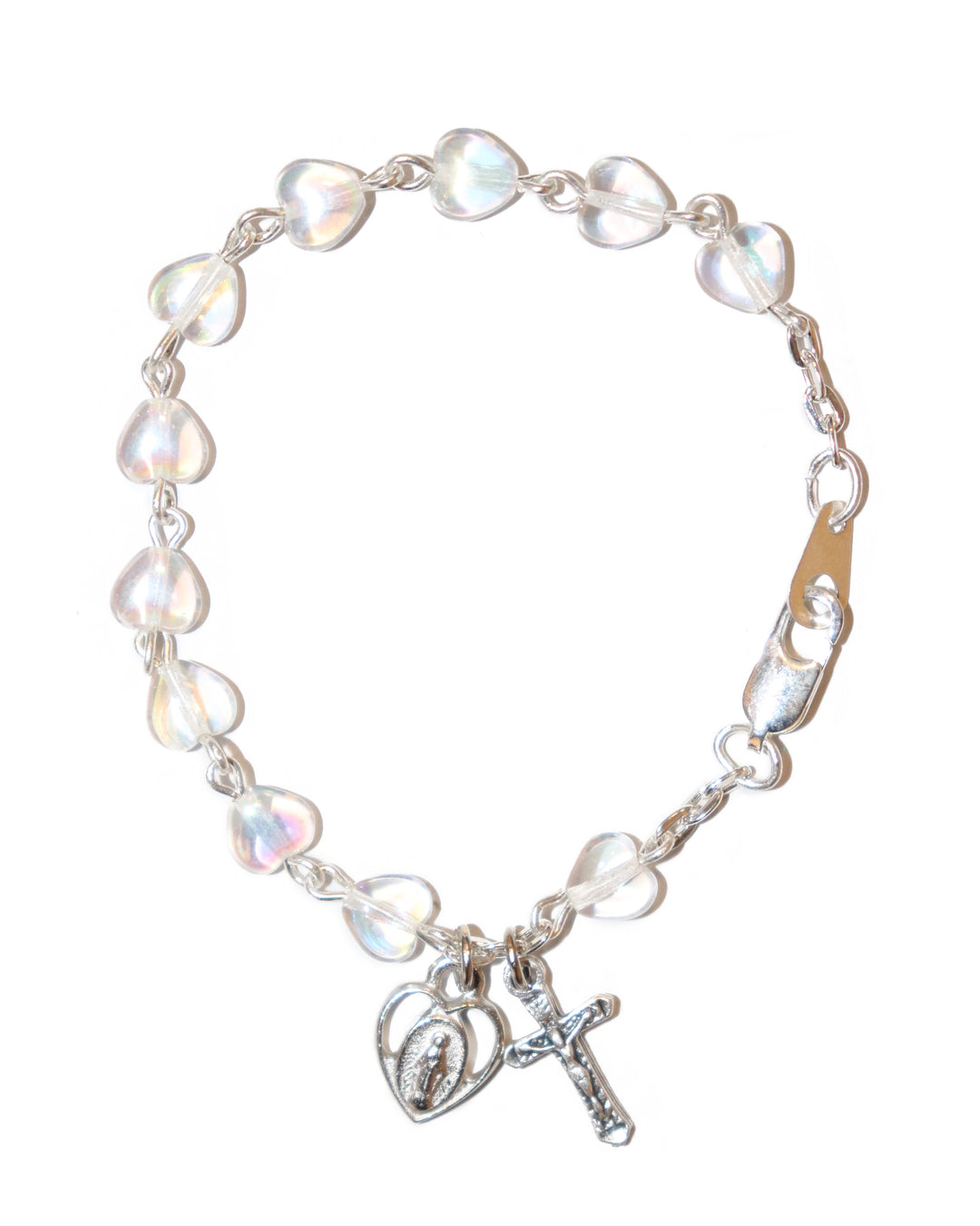 Youth Glass Heart Rosary Bracelet