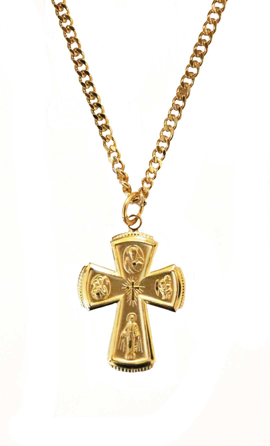 Gold 1" Four Way Medal with 24" Chain