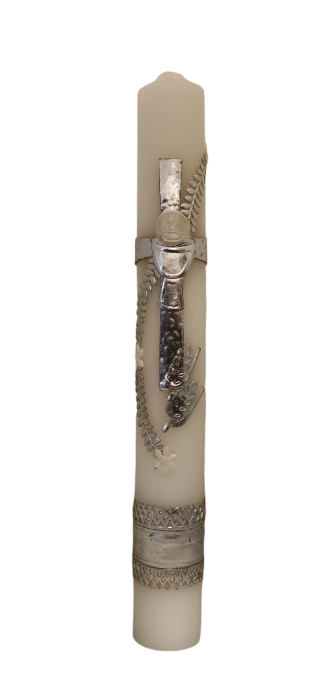 12" Silver First Communion Candle