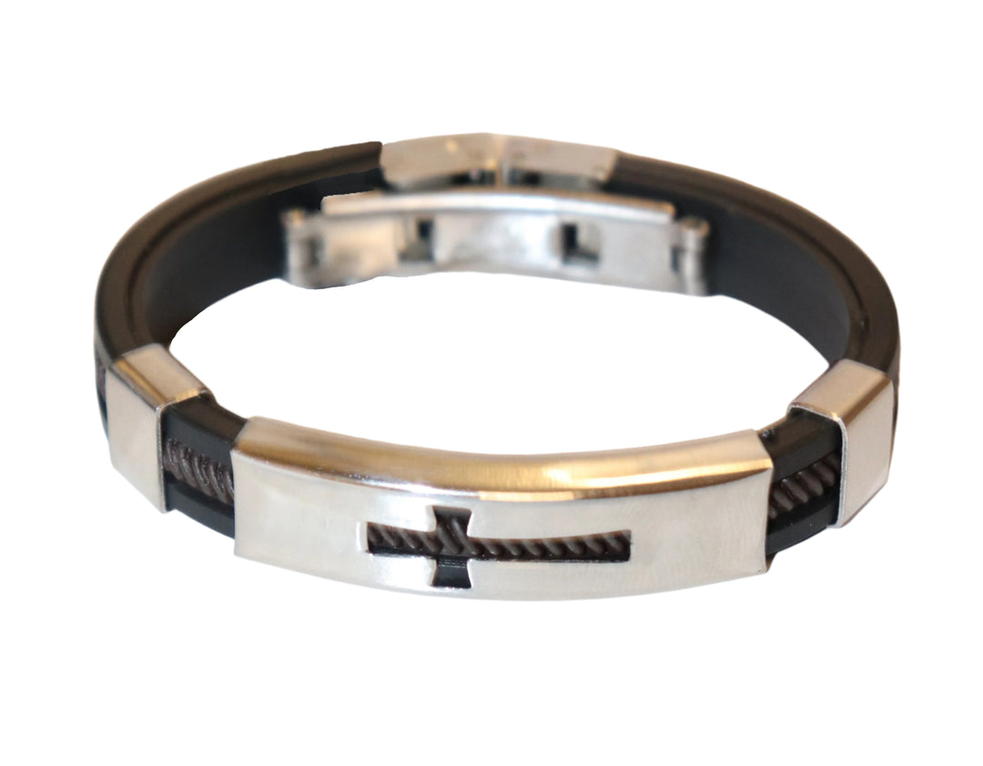 Kid's Brown Silicone Cross Bracelet