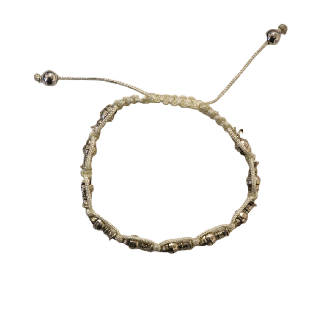White Adjustable Chalice Macrame Bracelet