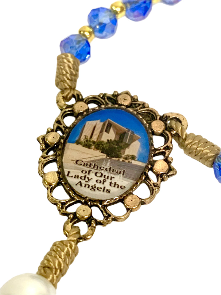 8mm Blue Crystal Cathedral of Our Lady of the Angels Rosary