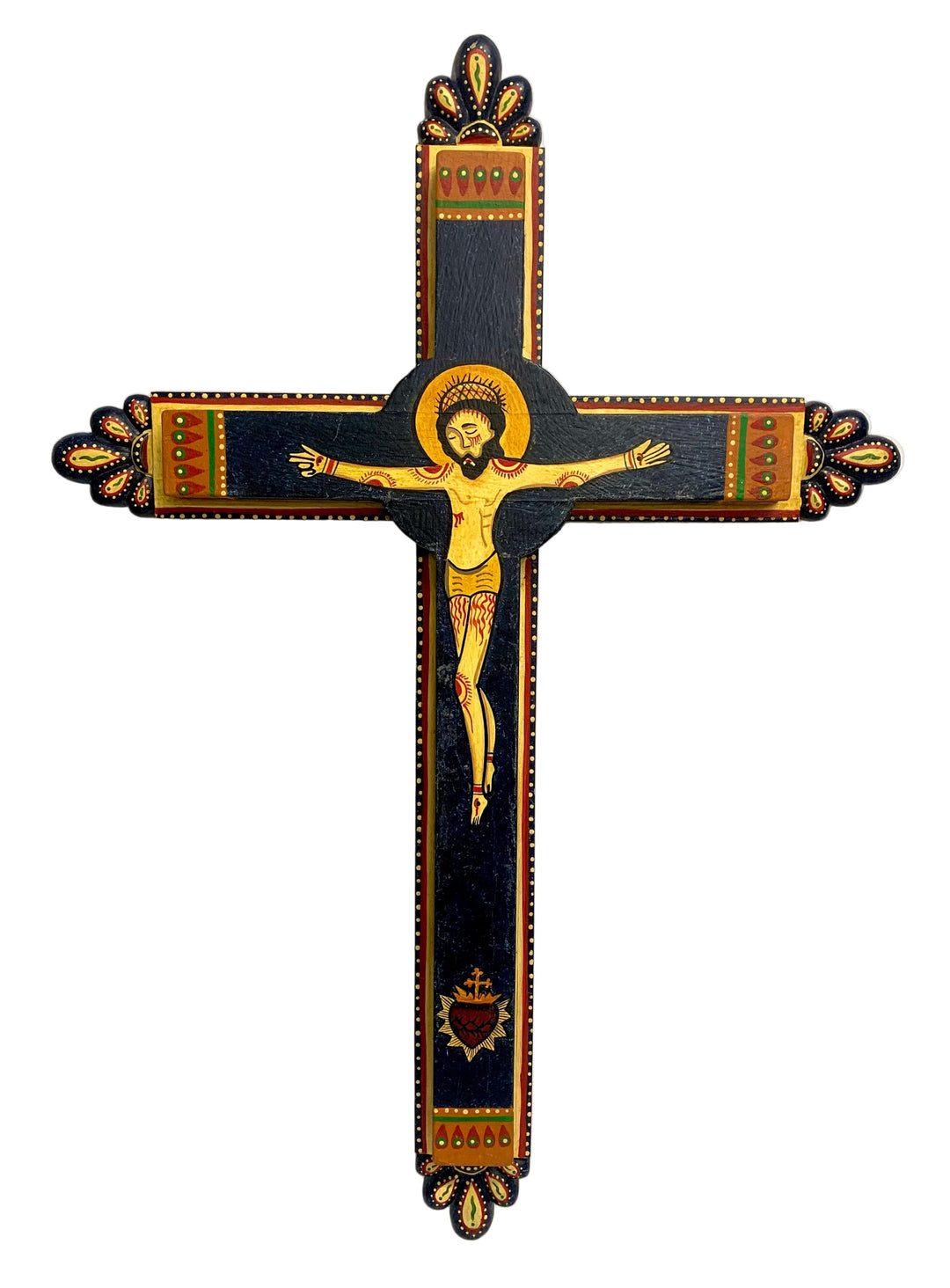 24" Hand-Painted Double Layer Wood Wall Crucifix