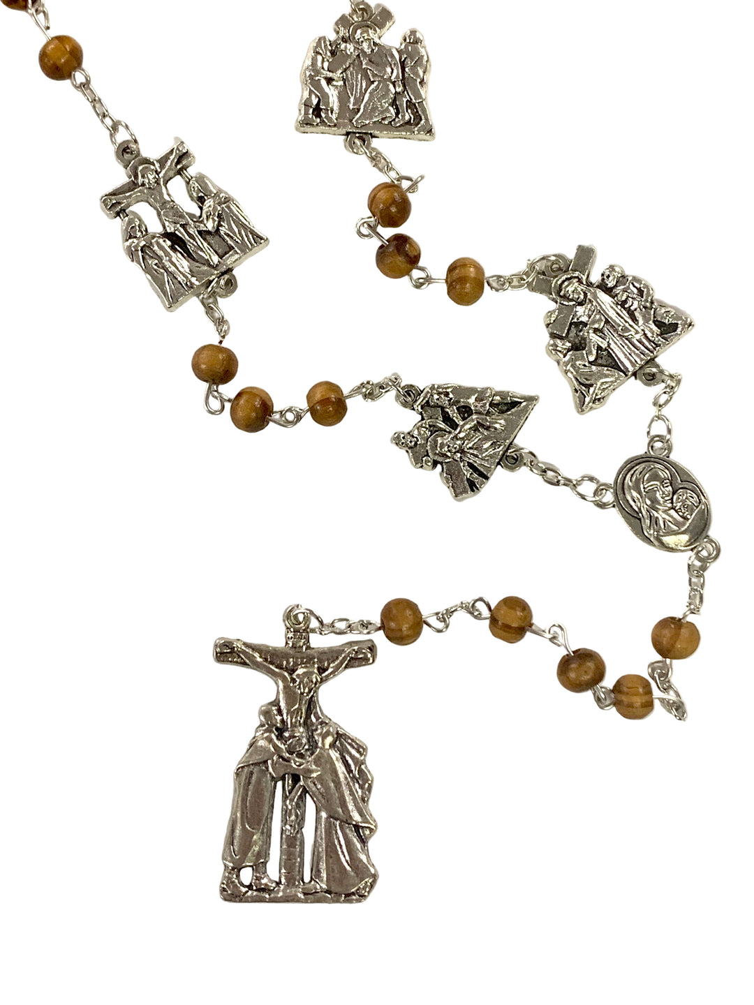 7mm Olive Wood Stations of the Cross Jerusalem Soil Rosary
