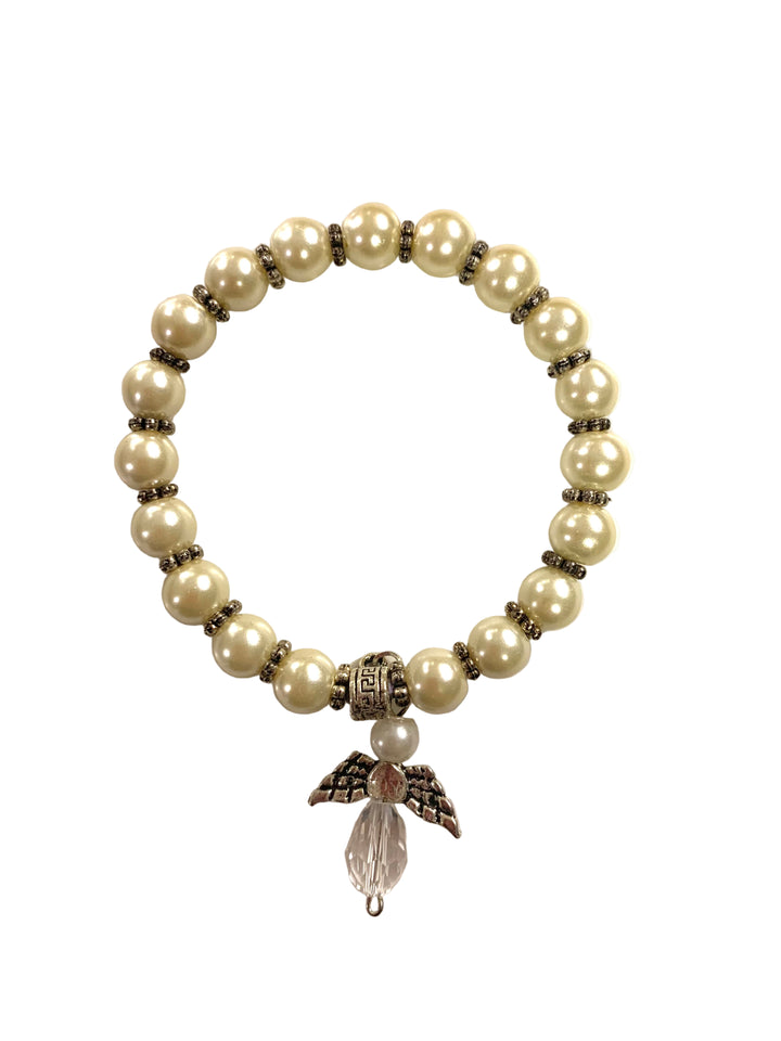8mm Faux Pearl Angel Bracelet