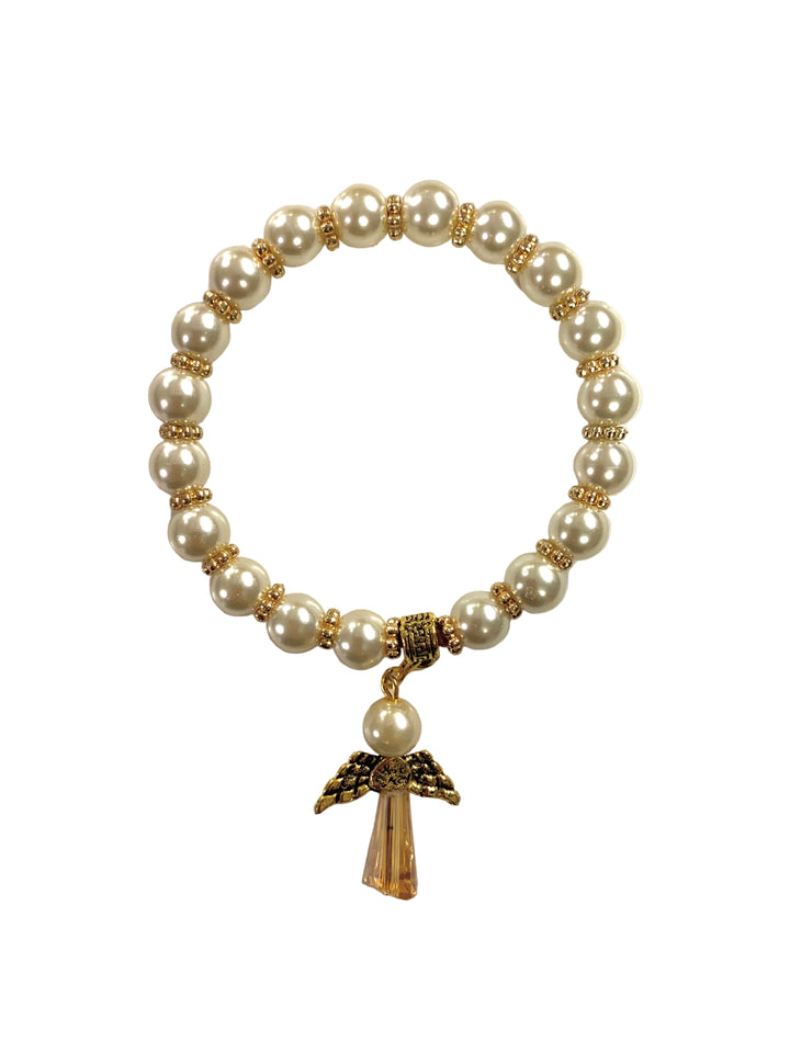 8mm Faux Pearl Angel Bracelet