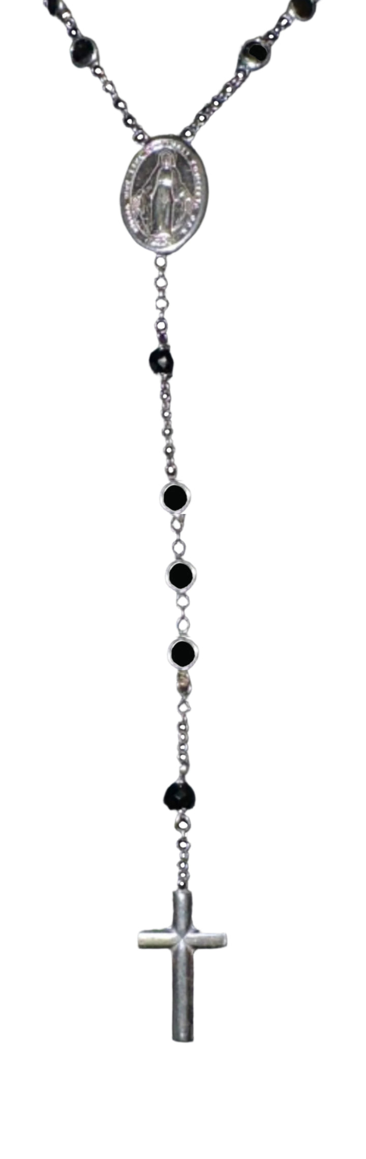 4MM Sterling Silver Dark Blue Crystal Rosary With Clasp