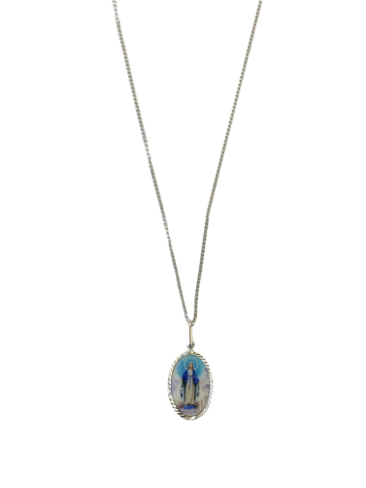 Sterling Silver Miraculous Medal Image Necklace