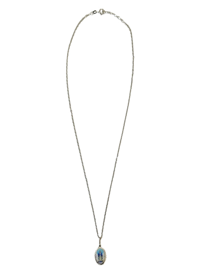 Sterling Silver Miraculous Medal Image Necklace with Rolo Chain