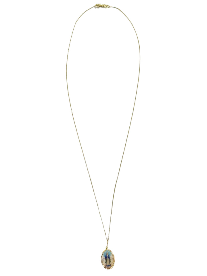 14KT Gold Miraculous Medal Image Necklace
