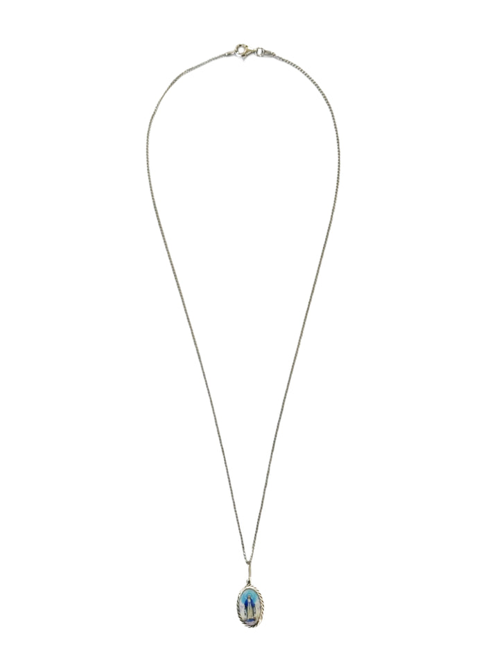 Sterling Silver Miraculous Medal Image Necklace with Curb Chain