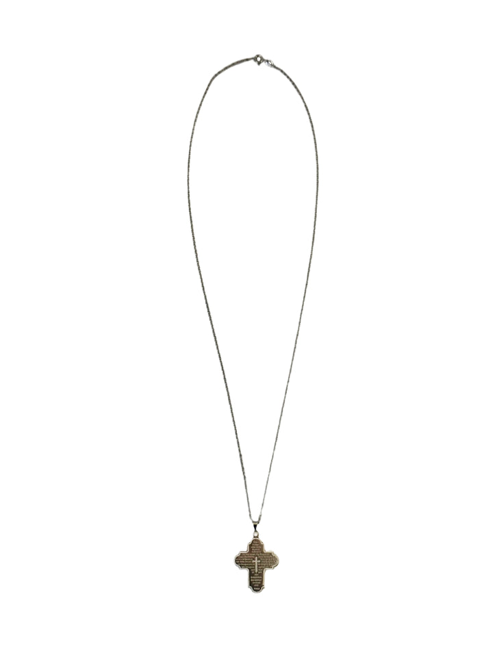 Sterling Silver Our Father Cross Necklace