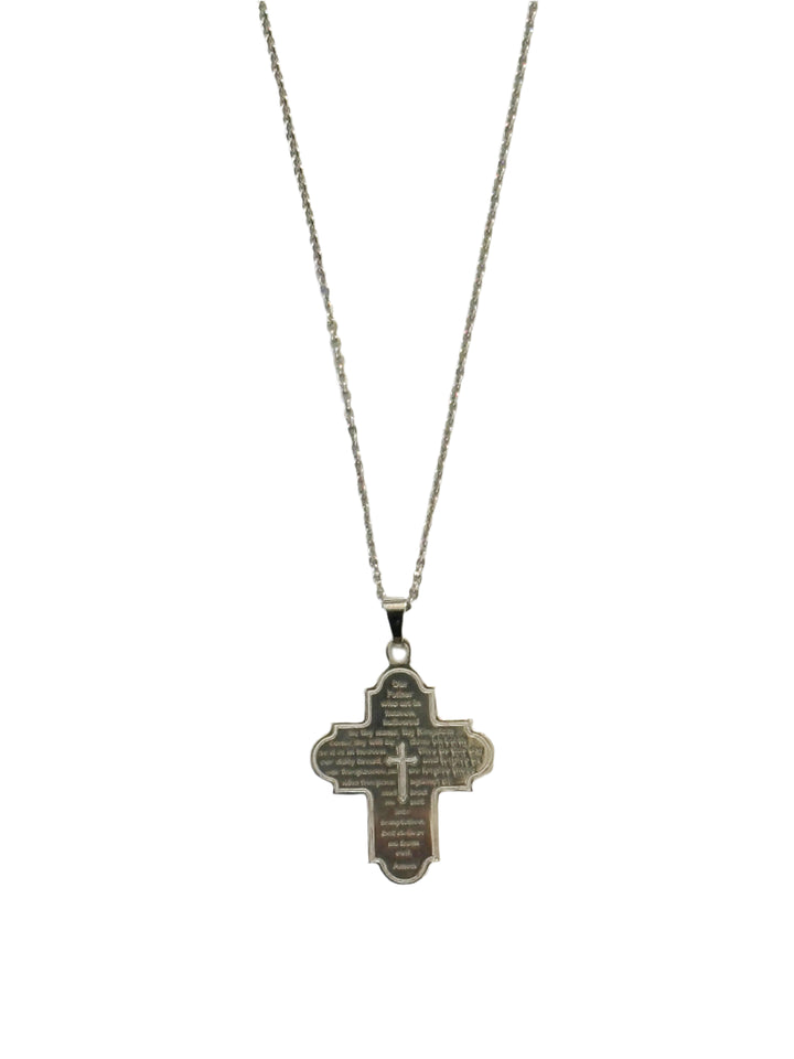 Sterling Silver Our Father Cross Necklace