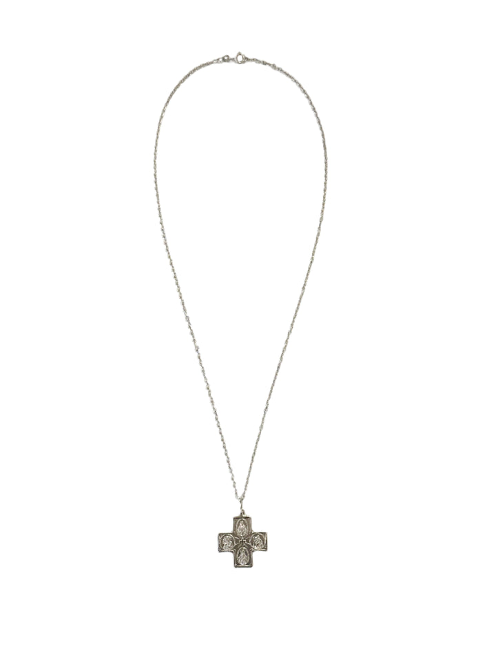 Sterling Silver I Am Catholic 4 Way Cross Necklace