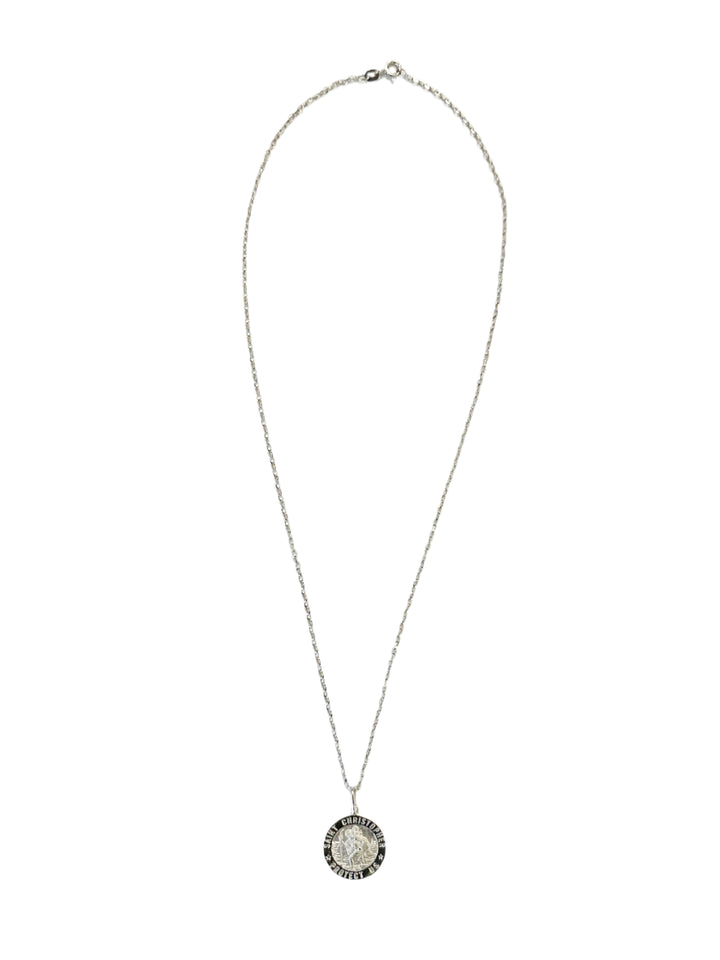 Sterling Silver Round St. Christopher Necklace