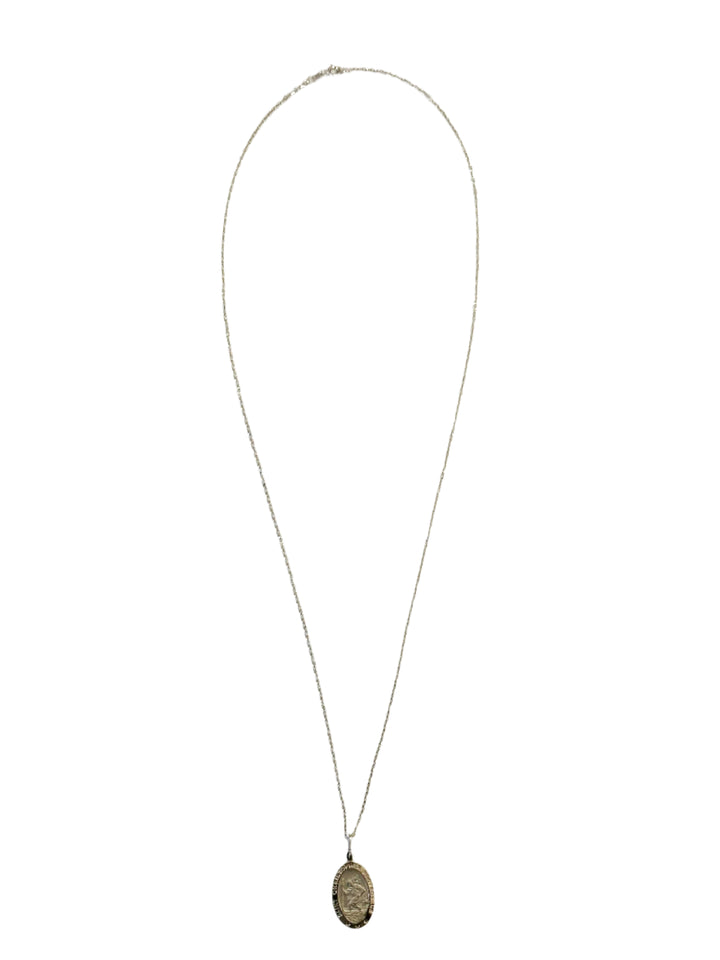 Sterling Silver Oval St. Christopher Necklace