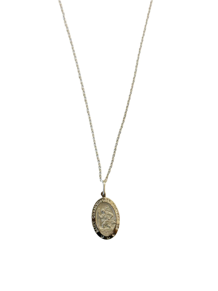 Sterling Silver Oval St. Christopher Necklace