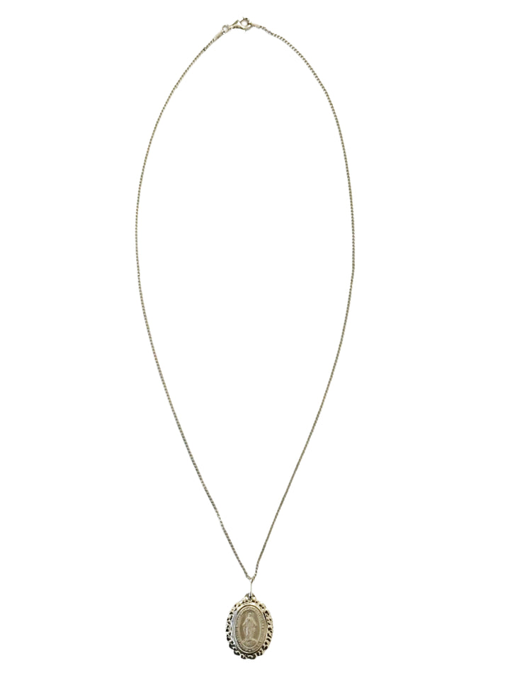 Sterling Silver Hammered Miraculous Medal Necklace