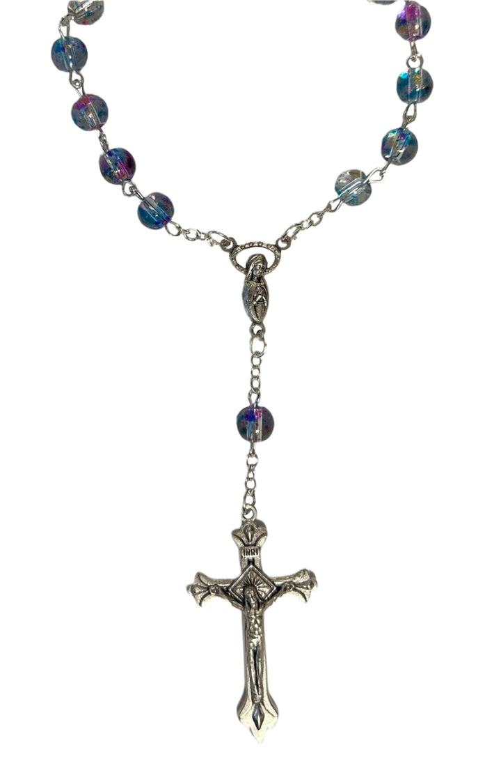 Blue Glass Auto Rosary