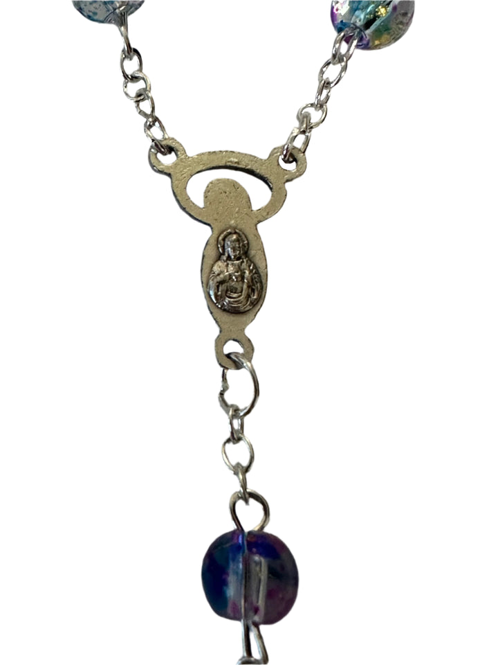 Blue Glass Auto Rosary