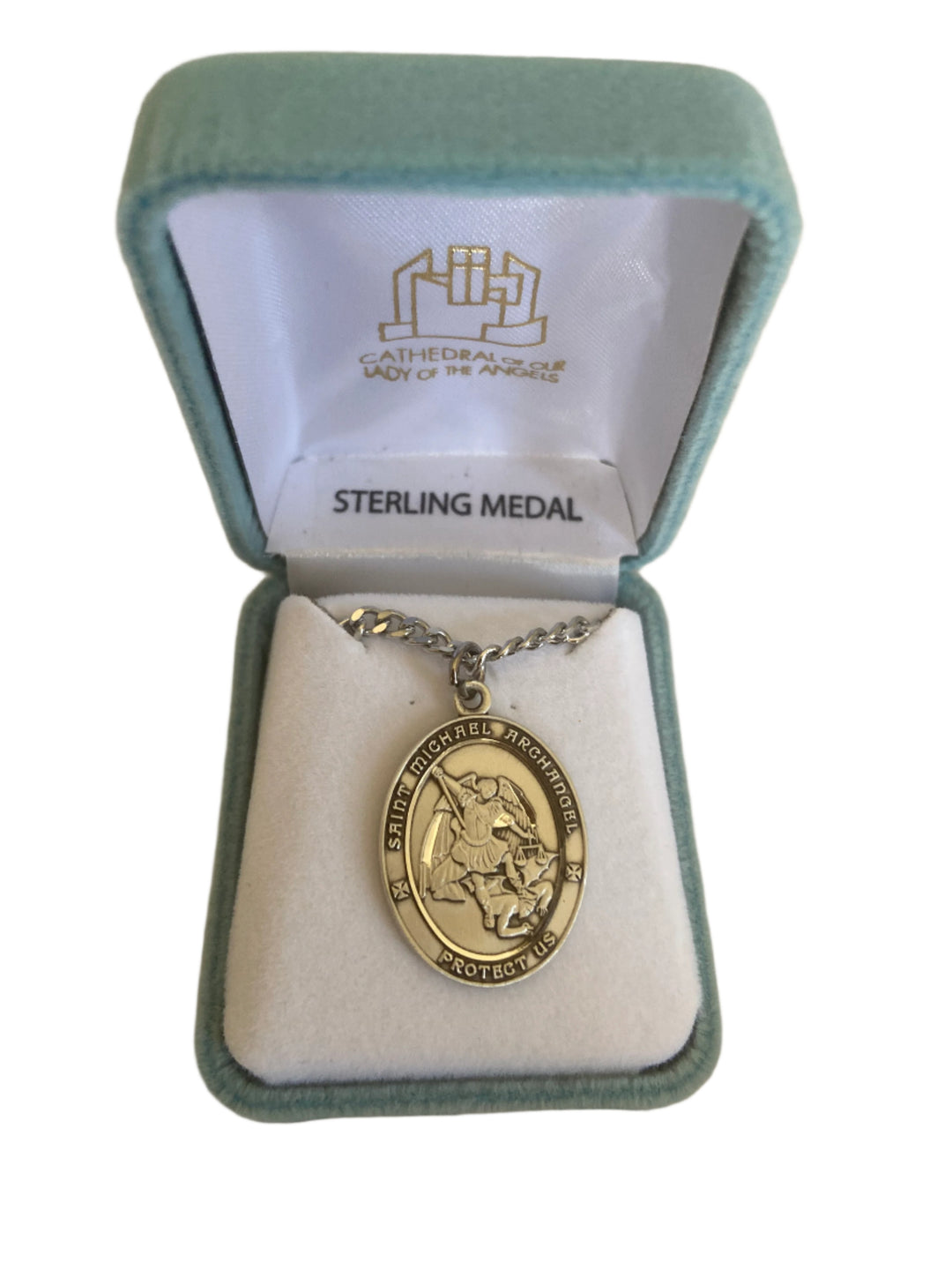 24" Sterling Silver St. Michael Archangel Oval Medal