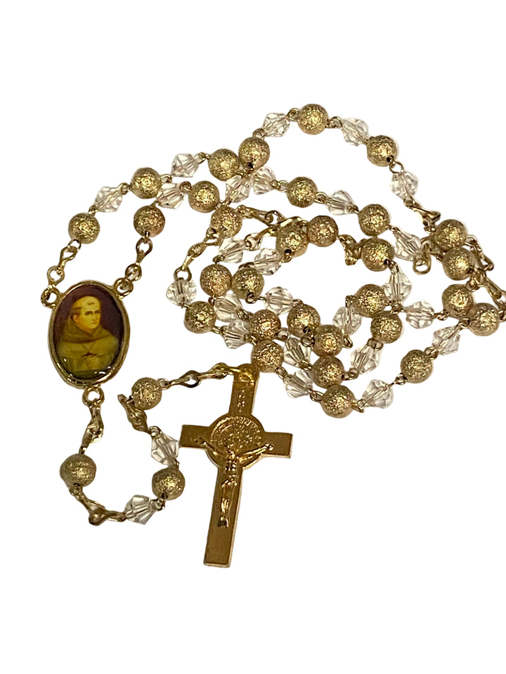 6mm Gold and Crystal Junipero Serra and Santa Barbara Rosary