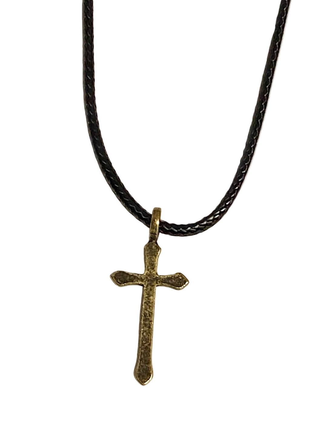 22" Small Brass Cross Necklace