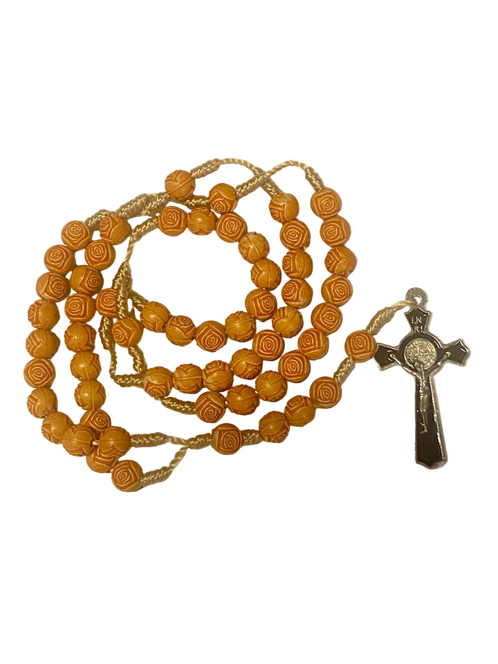 8mm Rose Bead Benedict Rosary