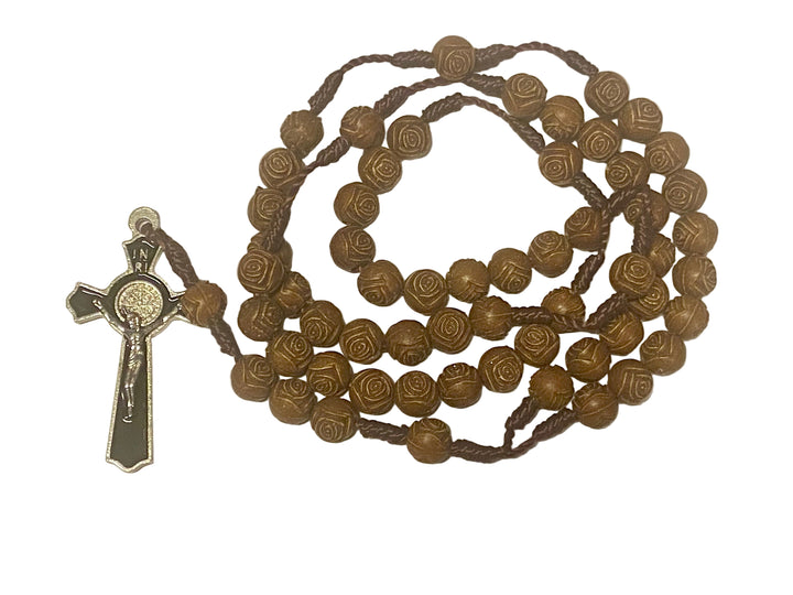 8mm Rose Bead Benedict Rosary