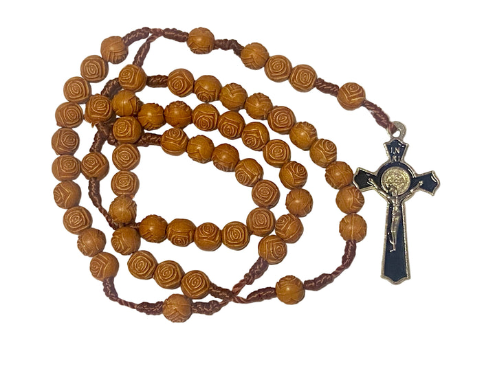8mm Rose Bead Benedict Rosary