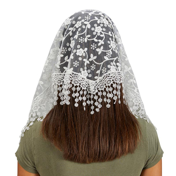 White Lace Chapel Veil with Tassels