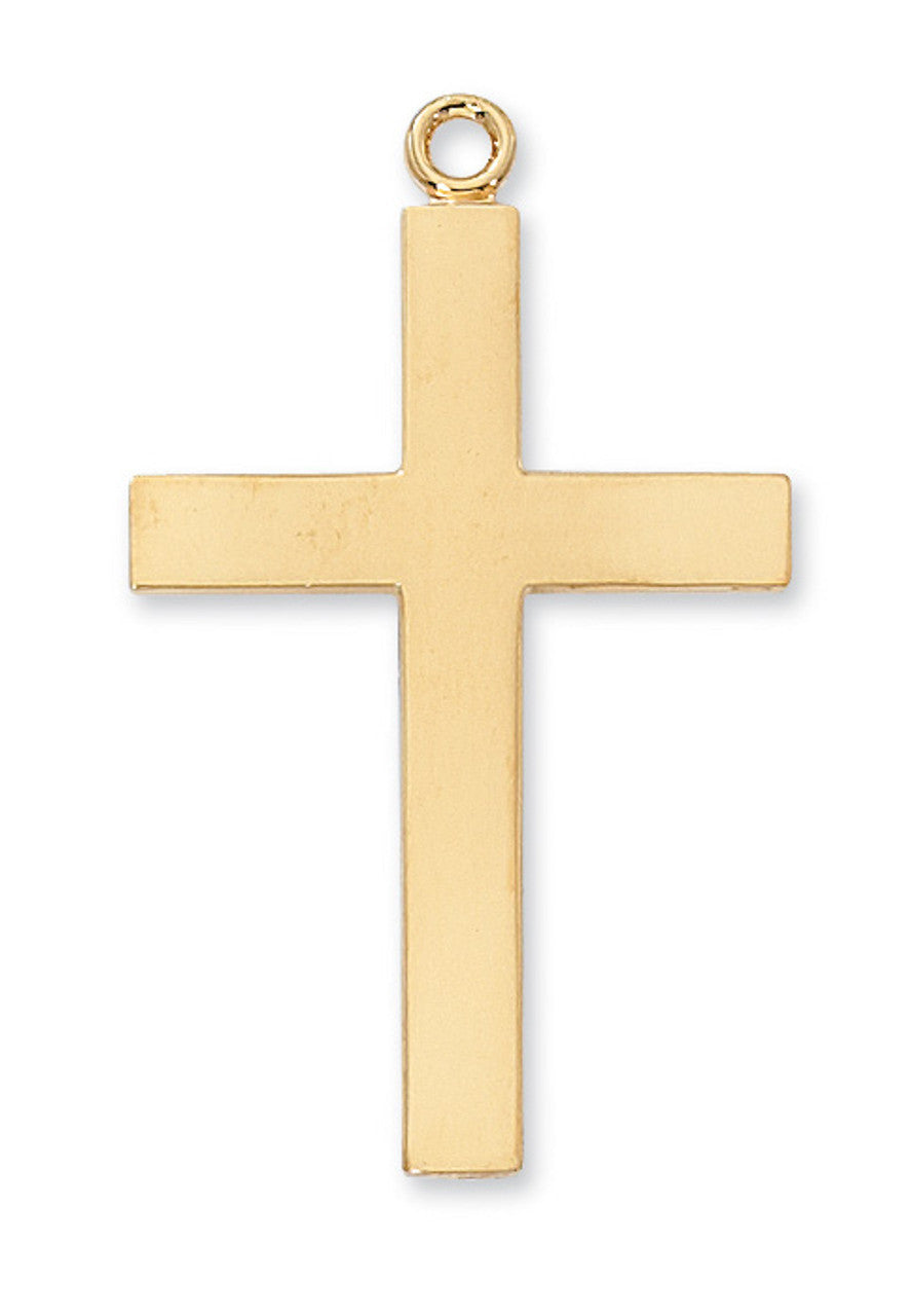 Gold/Sterling Silver Lord's Prayer Cross with 24" Gold Plated Chain