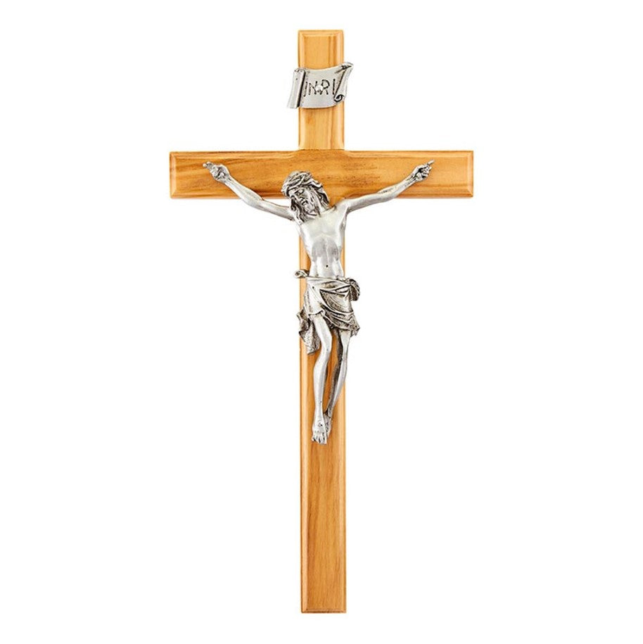 10" Olive Wood Beveled Edge Crucifix