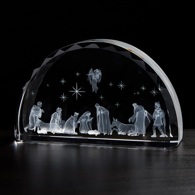4" Nativity Scene Etched Glass