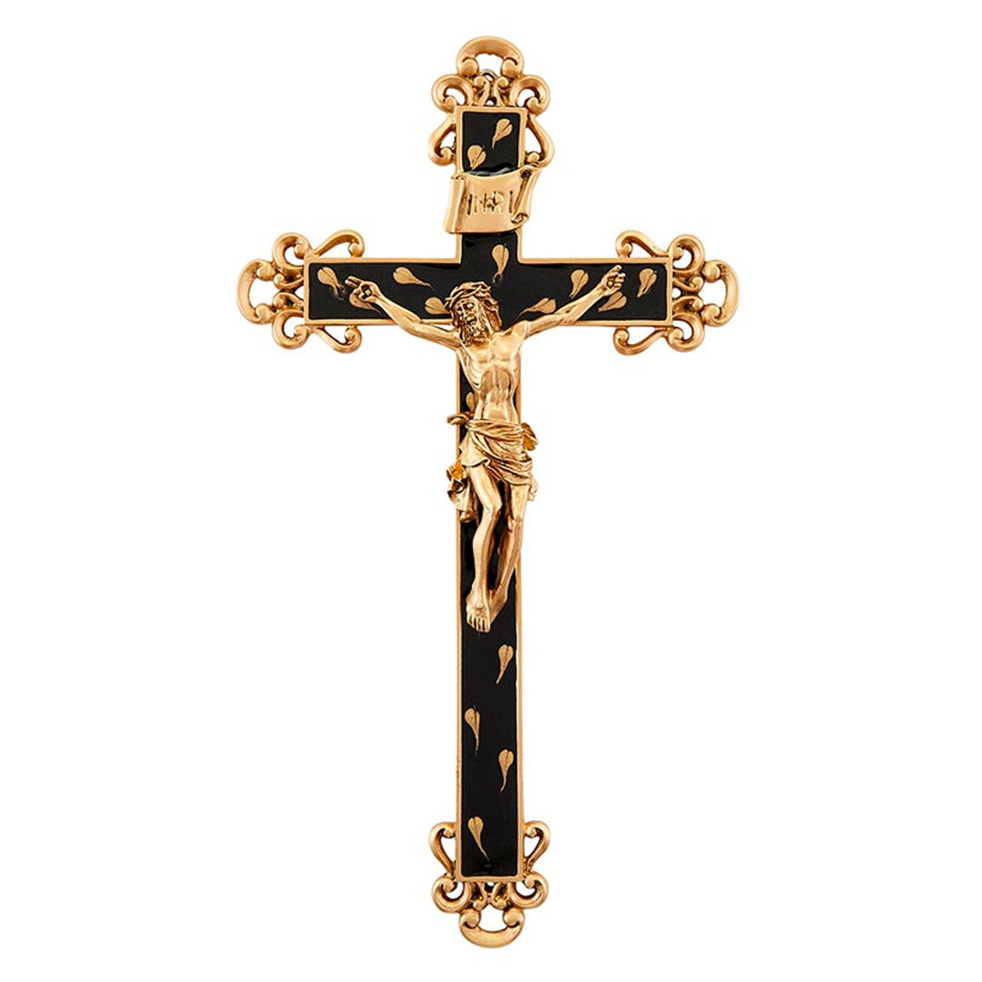 10" Black & Gold Floral Wall Crucifix