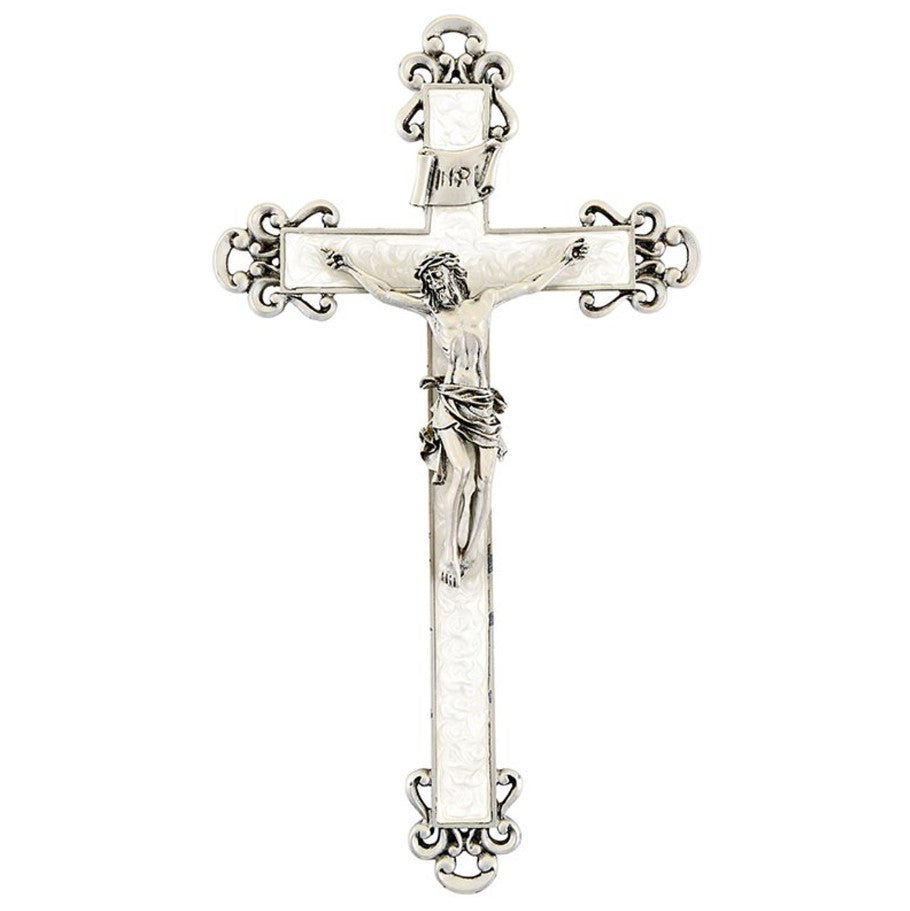 10" Pearlized White Wall Crucifix