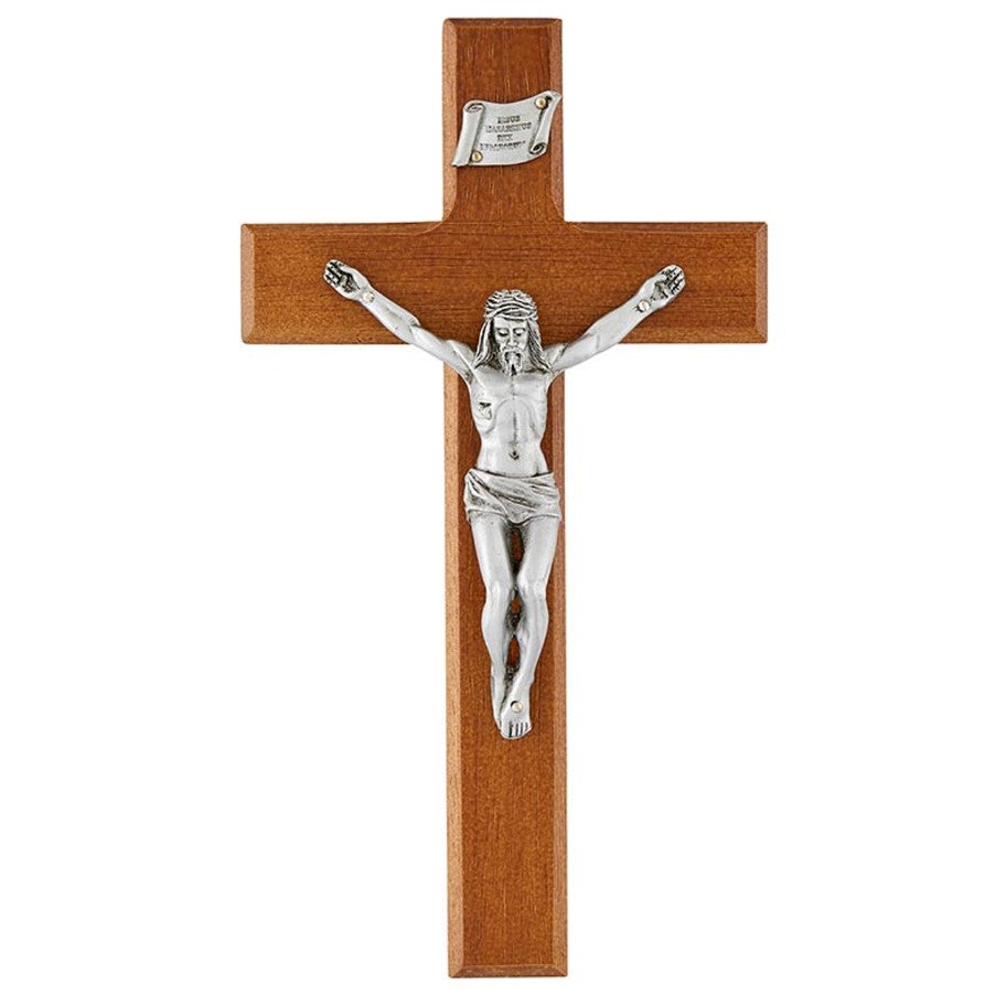 8" Walnut Shroud of Turin Wall Crucifix