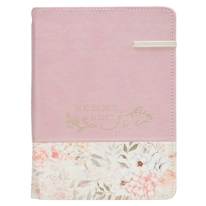 Done in Love Pink Floral Classic Journal - 1 Corinthians 16:14