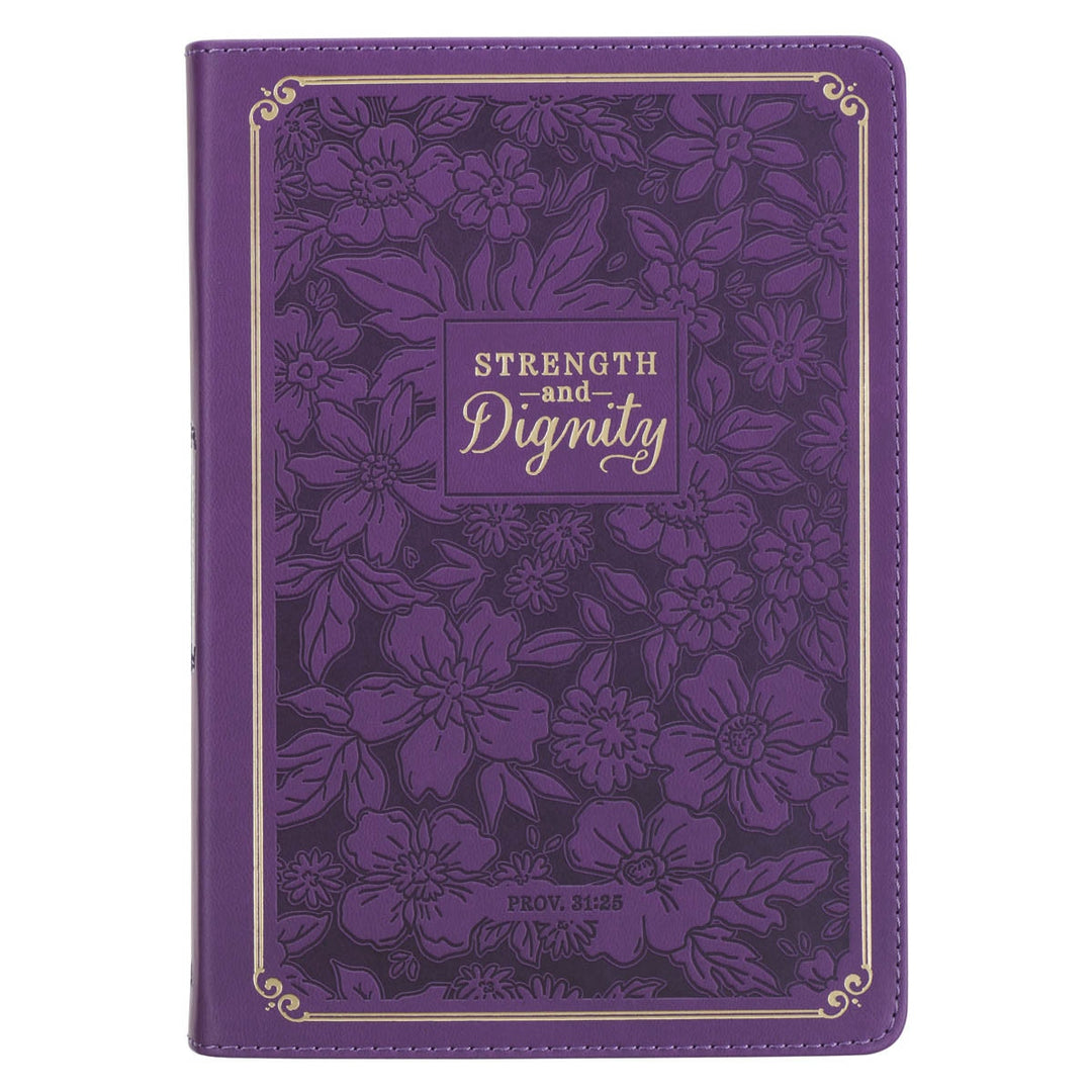 Strength and Dignity Purple Rose Faux Leather Classic Journal - Proverbs 31:25