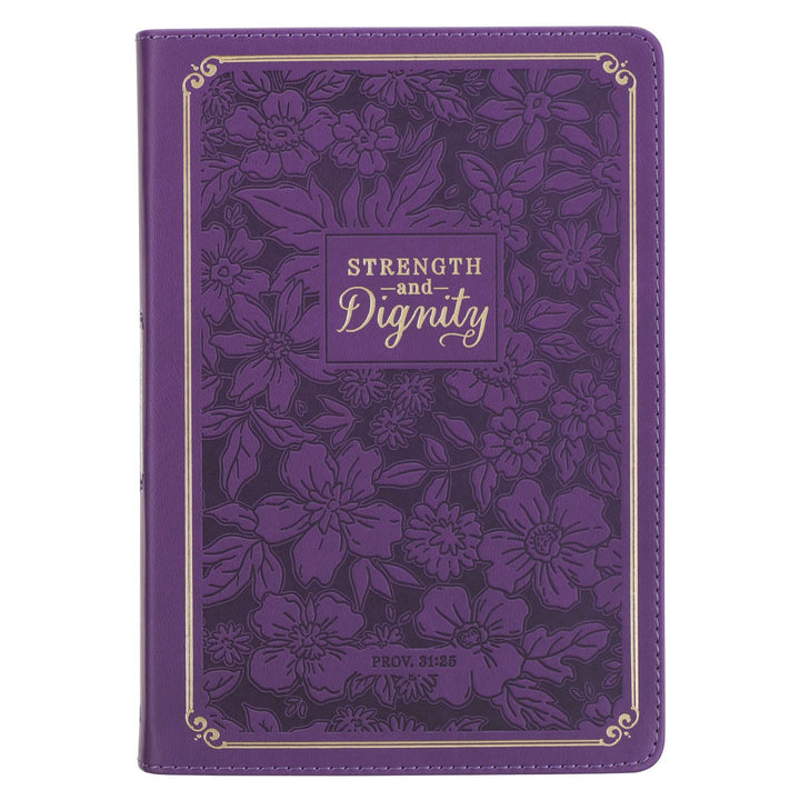 Strength and Dignity Purple Rose Faux Leather Classic Journal - Proverbs 31:25