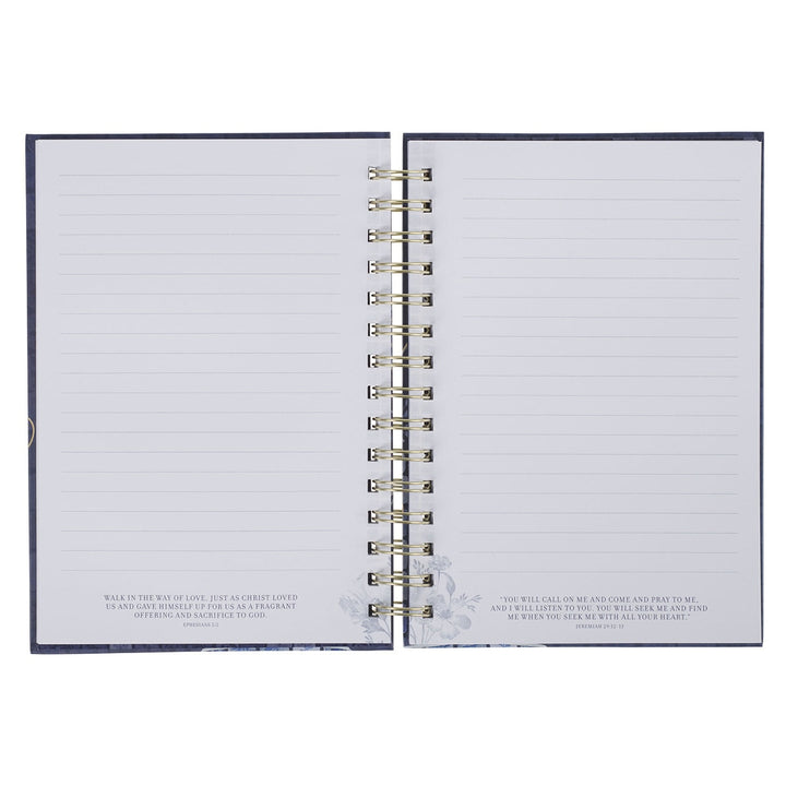 Grace Blue Floral Tile Spiral-bound Journal - Ephesians 2:8