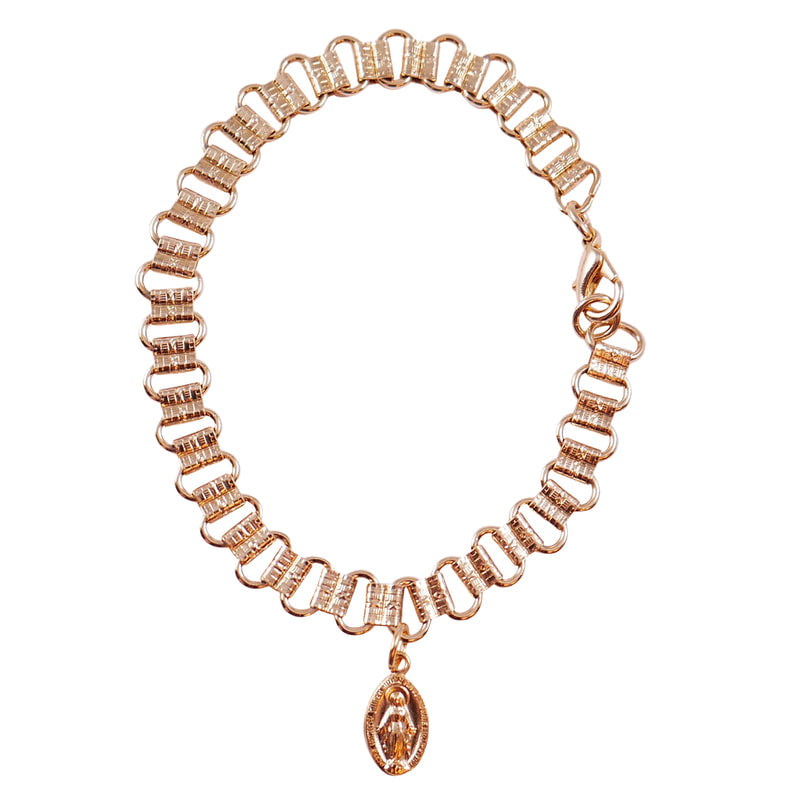 Gold Tone Miraculous Medal Bracelet