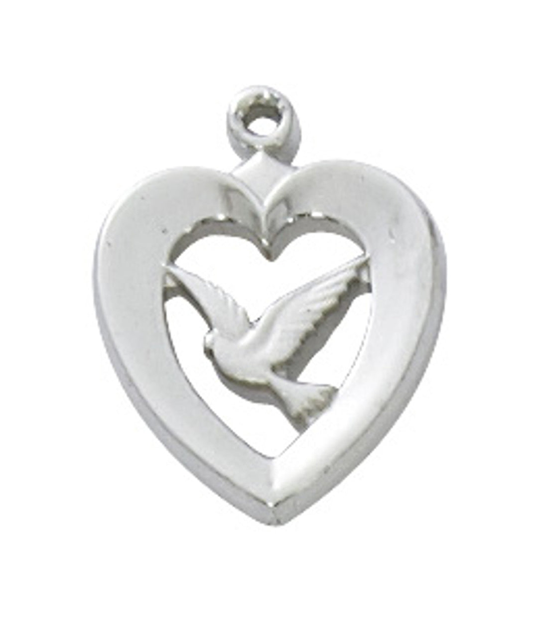 Sterling Silver Heart with Dove On 18" Chain