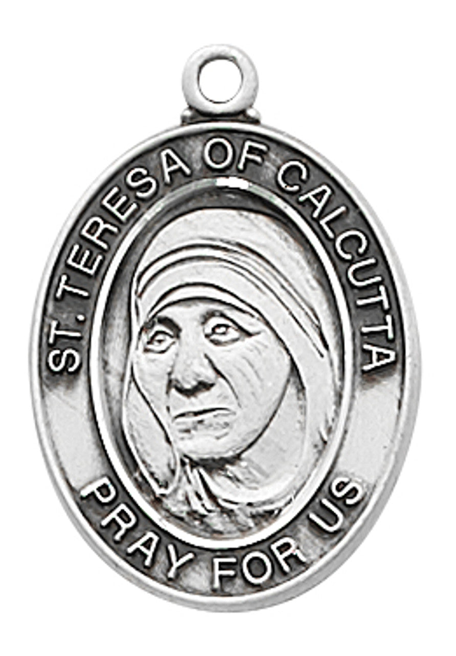 St. Teresa of Calcutta Sterling Silver Medal on 20" Chain