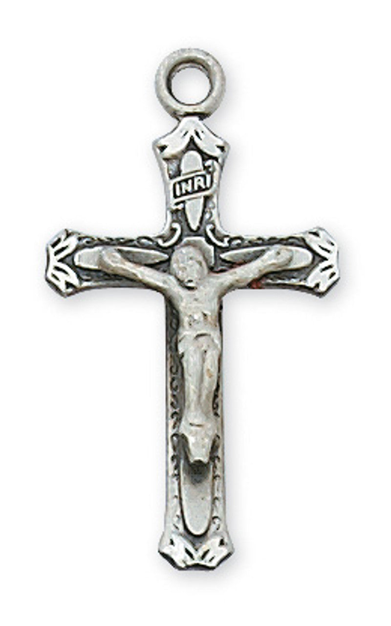 Sterling Silver Crucifix and 18" Rhodium Plated Chain 1