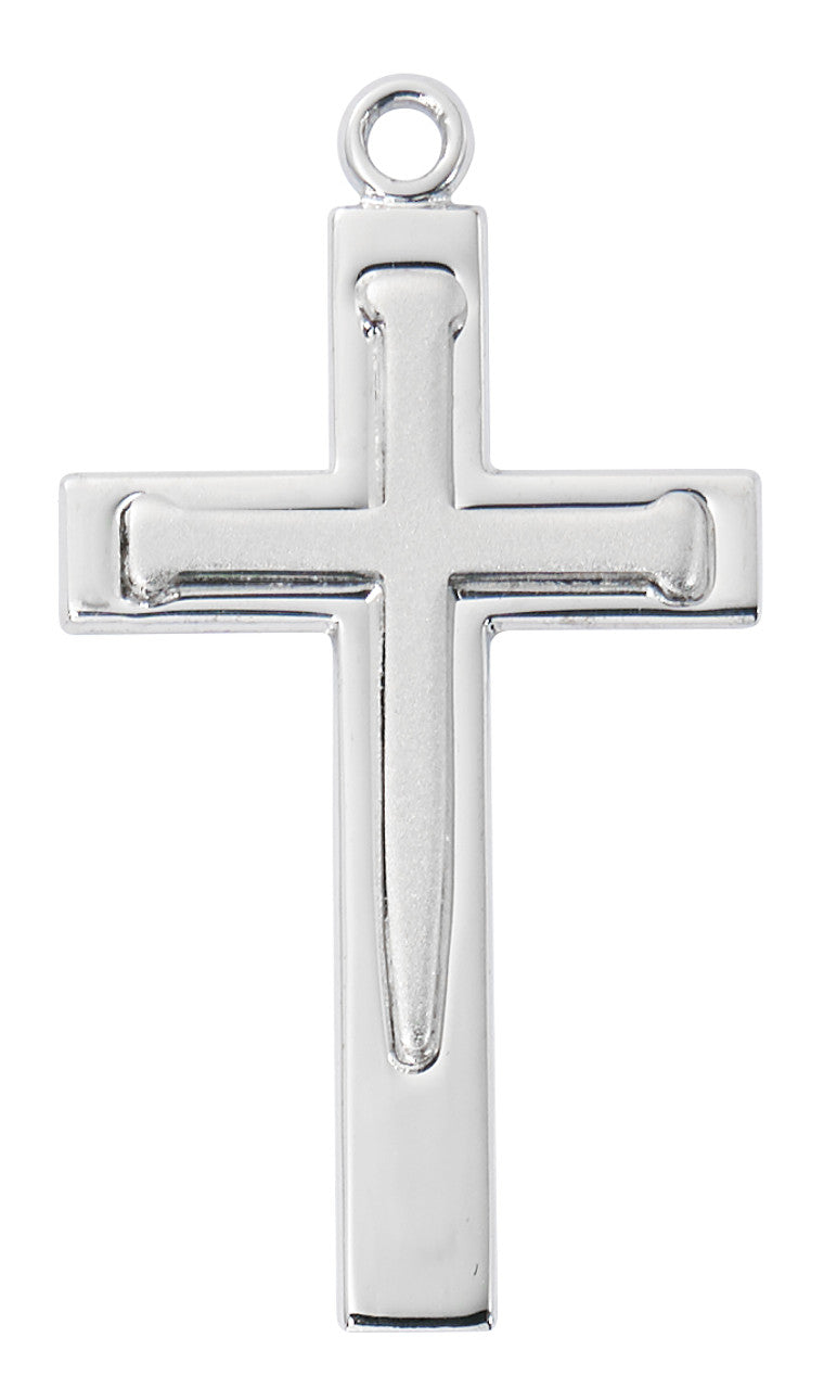 24" Sterling Silver Cross with Nail Chain